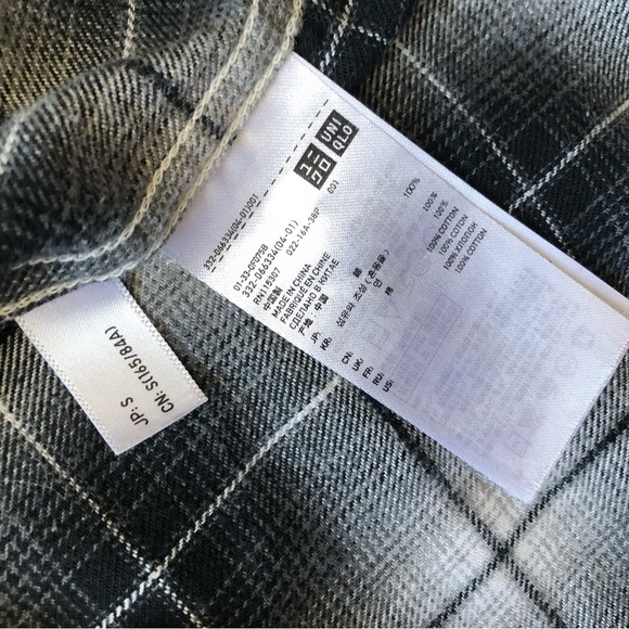 Uniqlo Black and Gray Plaid Hooded Flannel Shirt Size S - Picture 10 of 10